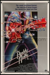 2p134 BUDDY HOLLY STORY style B 1sh '78 Gary Busey great art of electrified guitar, rock 'n' roll!