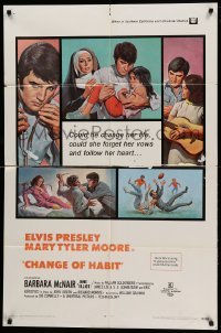 2p156 CHANGE OF HABIT 1sh '69 Dr. Elvis Presley, pretty Mary Tyler Moore as nun!