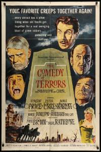 2p174 COMEDY OF TERRORS 1sh '64 Boris Karloff, Peter Lorre, Vincent Price, Joe E. Brown, Tourneur