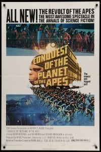 2p180 CONQUEST OF THE PLANET OF THE APES style B 1sh '72 Roddy McDowall, apes are revolting!