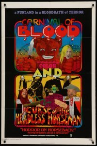 2p192 CURSE OF THE HEADLESS HORSEMAN/CARNIVAL OF BLOOD 1sh '72 psychedelic horror double bill!