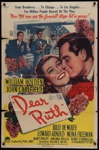 2p199 DEAR RUTH style A 1sh '47 romantic close up art of William Holden & Joan Caulfield!