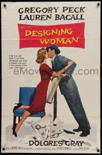 2p202 DESIGNING WOMAN style A 1sh '57 best romantic art of Gregory Peck & Lauren Bacall!