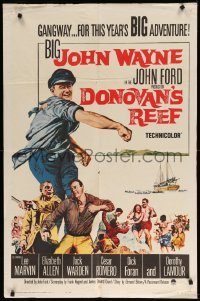 2p216 DONOVAN'S REEF 1sh '63 John Ford, great art of punching sailor John Wayne & Lee Marvin!