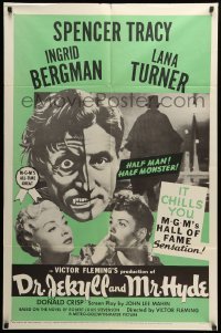 2p219 DR. JEKYLL & MR. HYDE 1sh R54 cool art of Spencer Tracy as half-man, half-monster!
