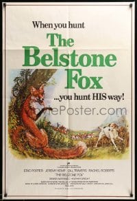 2p083 BELSTONE FOX English 1sh '73 nature documentary, cool art of fox & hound dog, hunt his way!