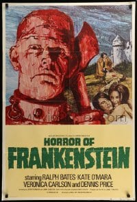 2p370 HORROR OF FRANKENSTEIN English 1sh '71 Hammer horror, close up art of monster with axe!