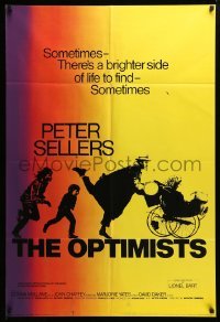 2p647 OPTIMISTS English 1sh '73 cool different artwork of Peter Sellers, Marjorie Yates!