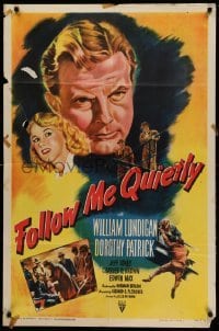 2p278 FOLLOW ME QUIETLY style A 1sh '49 Fleischer film noir, William Lundigan, Dorothy Patrick!