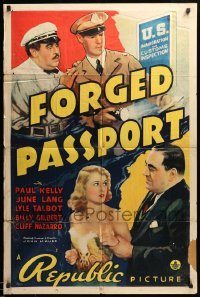 2p282 FORGED PASSPORT 1sh '39 Paul Kelly, sexy June Lang, customs agent drama!