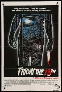 2p289 FRIDAY THE 13th 1sh '80 great Alex Ebel art, slasher classic, 24 hours of terror!