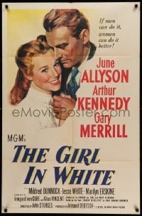 2p304 GIRL IN WHITE 1sh '52 art of pretty female doctor June Allyson & Arthur Kennedy!