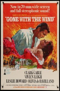 2p313 GONE WITH THE WIND 1sh R67 romantic art of Clark Gable & Vivien Leigh by Howard Terpning!