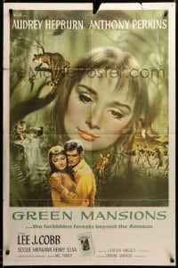 2p322 GREEN MANSIONS 1sh '59 art of Audrey Hepburn & Anthony Perkins by Joseph Smith!
