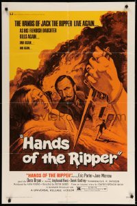 2p333 HANDS OF THE RIPPER 1sh '72 Hammer horror, Jack the Ripper kills again through his daughter!