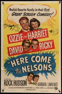 2p351 HERE COME THE NELSONS 1sh '51 Ozzie, Harriet, Ricky, David & Rock Hudson too!