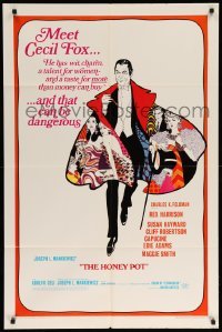 2p366 HONEY POT style B 1sh '67 colorful art of Rex Harrison, Susan Hayward & top cast!