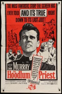 2p369 HOODLUM PRIEST 1sh '61 religious Don Murray saves thieves & killers, and it's true!
