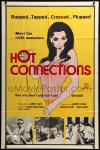 2p374 HOT CONNECTIONS 1sh '72 Rene Bond, bugged, tapped, crossed, plugged, sexy art/images!
