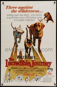 2p402 INCREDIBLE JOURNEY 1sh '63 Disney, art of Bull Terrier, Siamese cat & Labrador Retriever!