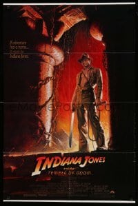 2p406 INDIANA JONES & THE TEMPLE OF DOOM 1sh '84 of Harrison Ford by Bruce Wolfe, white borders!