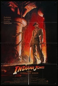 2p407 INDIANA JONES & THE TEMPLE OF DOOM 1sh '84 art of Harrison Ford by Bruce Wolfe, no borders!