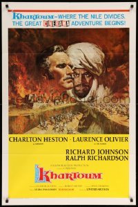 2p449 KHARTOUM style A 1sh '66 art of Charlton Heston & Laurence Olivier, great adventure