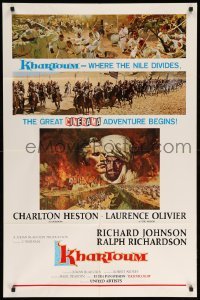 2p451 KHARTOUM style B 1sh '66 Frank McCarthy art of Charlton Heston & Laurence Olivier, Cinerama!