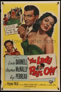 2p462 LADY PAYS OFF 1sh '51 sexy Linda Darnell in swimsuit gambles & loses, Stephen McNally!