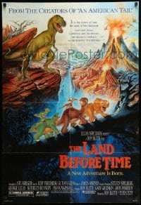 2p463 LAND BEFORE TIME 1sh '88 Steven Spielberg, George Lucas, Don Bluth, dinosaur cartoon!