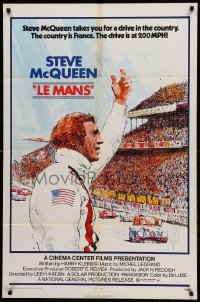 2p474 LE MANS 1sh '71 Tom Jung artwork of race car driver Steve McQueen waving at fans!