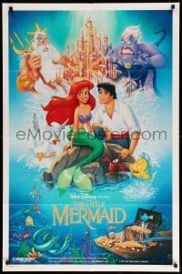 2p494 LITTLE MERMAID DS 1sh '89 great Bill Morrison art of Ariel & cast, Disney underwater cartoon