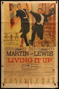 2p503 LIVING IT UP 1sh '54 sexy Janet Leigh watches wacky Dean Martin & Jerry Lewis!
