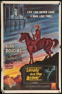 2p504 LONELY ARE THE BRAVE 1sh '62 who was strong enough to tame Kirk Douglas, best artwork!