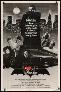 2p518 LOVE AT FIRST BITE 1sh '79 AIP, wacky vampire image of George Hamilton as Dracula!