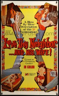 2p526 LOVE THY NEIGHBOR & HIS WIFE 26x42 1sh '70 Mike Hunt, Ann Dee, Laura Canyon, wife-swapping!
