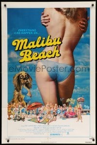 2p542 MALIBU BEACH 1sh '78 great image of sexy topless girl in bikini on famed California beach!