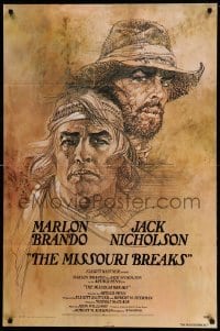 2p572 MISSOURI BREAKS advance 1sh '76 art of Marlon Brando & Jack Nicholson by Bob Peak!