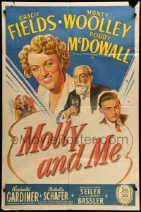 2p574 MOLLY & ME 1sh '45 artwork of Gracie Fields, Monty Woolley & Roddy McDowall!