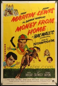 2p576 MONEY FROM HOME 2D 1sh '54 Dean Martin & horse jockey Jerry Lewis!