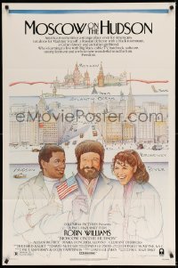 2p578 MOSCOW ON THE HUDSON 1sh '84 great artwork of Russian Robin Williams by Craig!