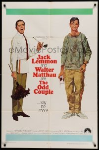 2p619 ODD COUPLE 1sh '68 art of best friends Walter Matthau & Jack Lemmon by Robert McGinnis!