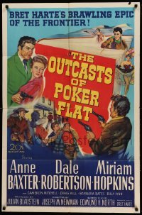 2p654 OUTCASTS OF POKER FLAT 1sh '52 Anne Baxter, Dale Robertson & Hopkins in Bret Harte story!