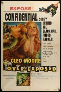 2p658 OVER-EXPOSED 1sh '56 super sexy Cleo Moore has curves, camera, and no conscience!