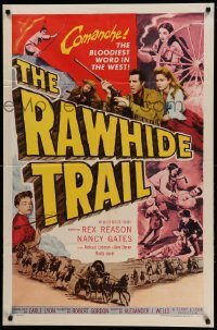 2p712 RAWHIDE TRAIL 1sh '58 killer-Comanches gather for the bloody eve of the tomahawk & knife!