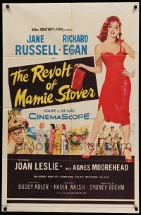 2p724 REVOLT OF MAMIE STOVER 1sh '56 full-length artwork of super sexy Jane Russell!