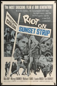 2p728 RIOT ON SUNSET STRIP 1sh '67 hippies with too-tight capris, crazy pot-partygoers!