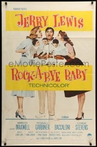 2p735 ROCK-A-BYE BABY 1sh '58 Jerry Lewis with Marilyn Maxwell, Connie Stevens, and triplets!