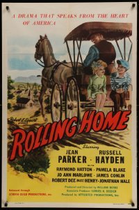 2p736 ROLLING HOME 1sh '47 Jean Parker, Russell Hayden, from the heart of America!
