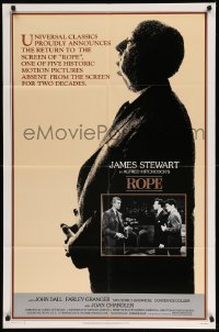 2p738 ROPE 1sh R83 great image of James Stewart holding the rope, Alfred Hitchcock classic!